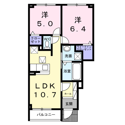 カルミア荘・01020号室の間取り