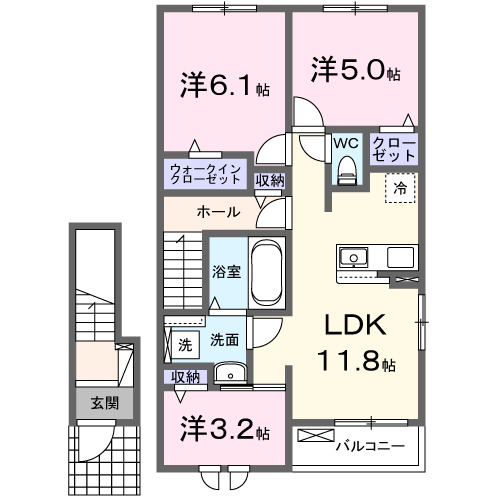 カルミア荘・02040号室の間取り