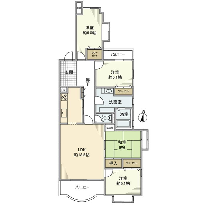 Court Hills 白楽東1号棟の間取り