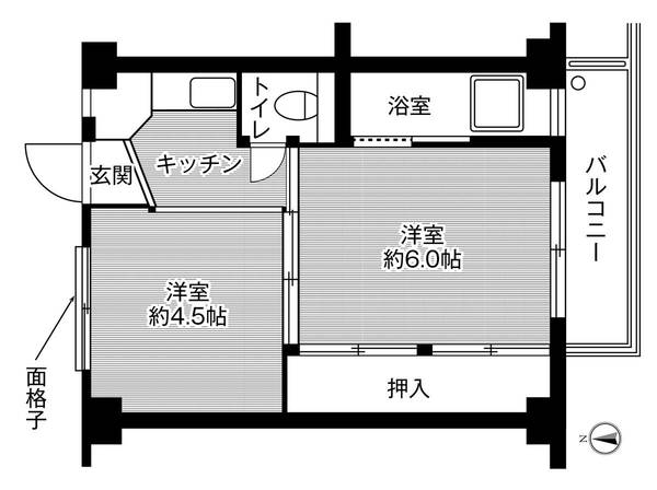 ビレッジハウス千秋2号棟・0403号室の間取り