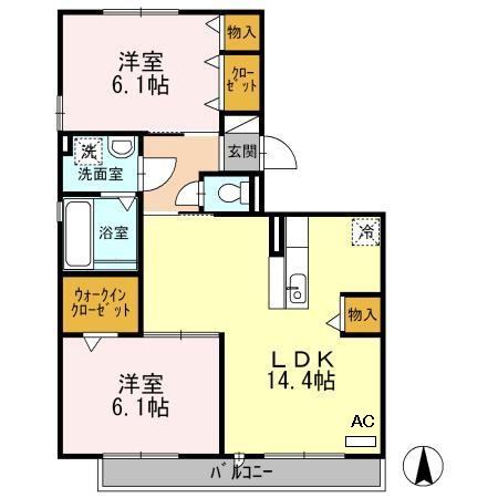 セジュール花水木・303号室の間取り