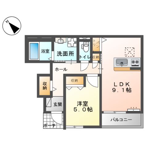 仮称)泉大津市綾井新築アパートの間取り