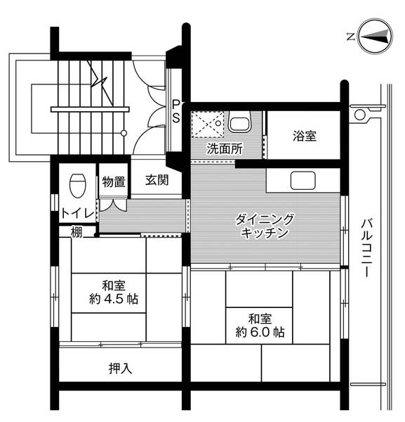 ビレッジハウス石橋第二2号棟・0104号室の間取り