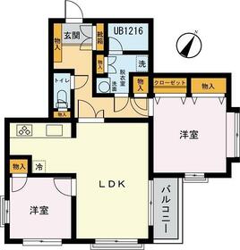 ビューラー八成山・203号室の間取り