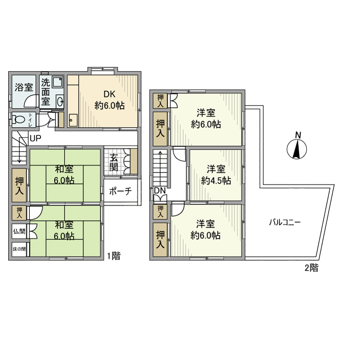 奥町剱光寺戸建の間取り