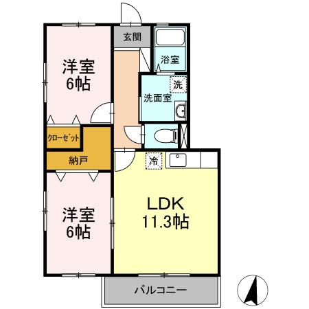 パルメゾン　ピエル・202号室の間取り