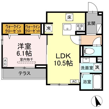 シェーンブルーメ横浜・107号室の間取り