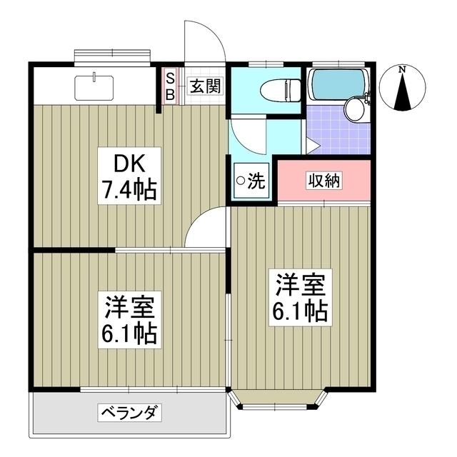 シャンブル久末・102号室の間取り