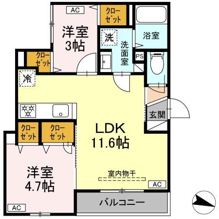 （仮称）D'Bless西寺尾・201号室の間取り
