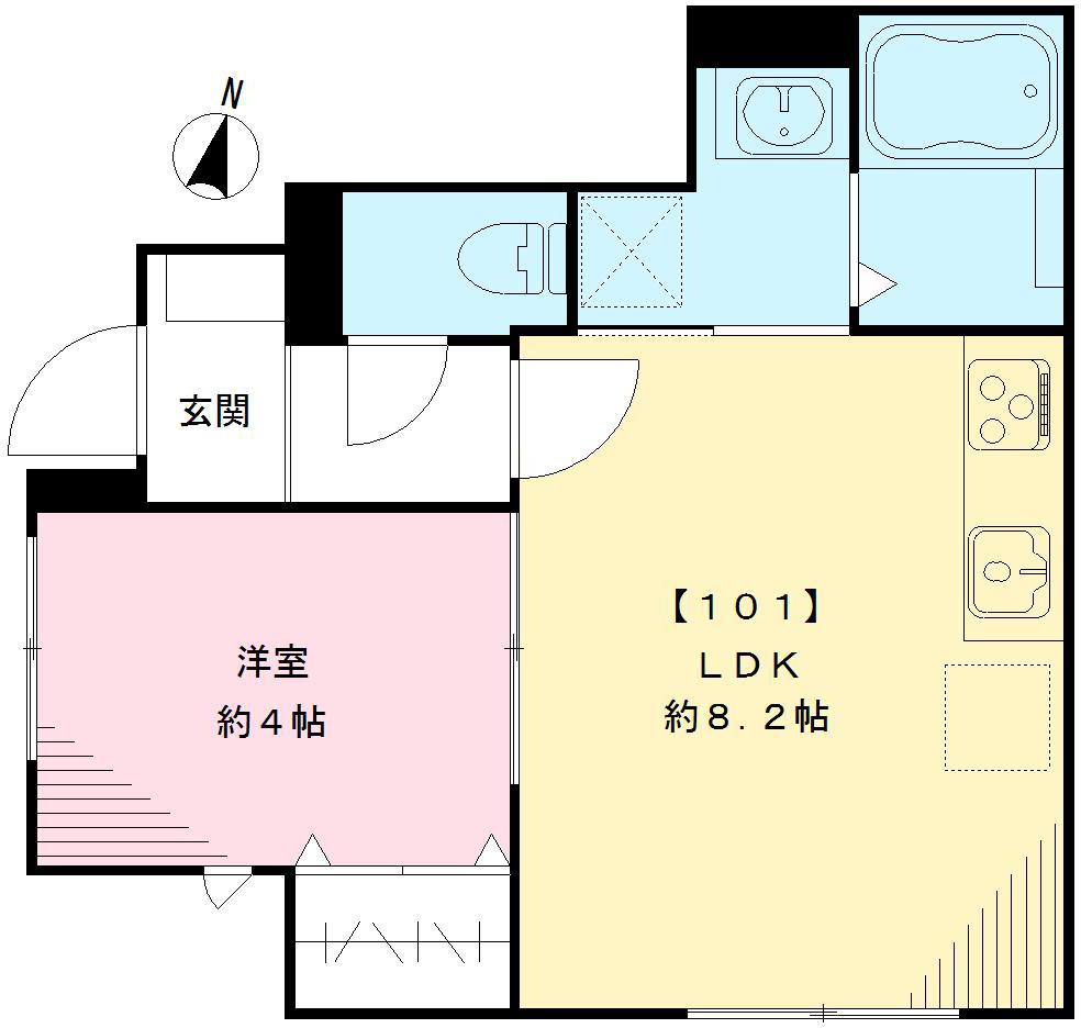 フィカーサ大鳥居 Ⅱ・101号室の間取り