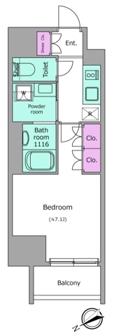 ドゥーエ三ノ輪Ⅰ・1103号室の間取り