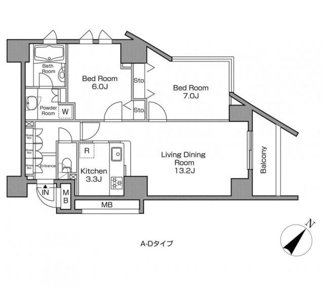 上目黒の完工年月(2007年4月)築の賃貸マンションの間取り