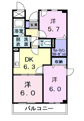 エスポワ－ルいずみ野・06010号室の間取り