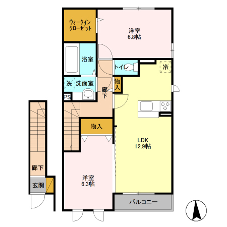 サンメゾン真弓 Aの間取り
