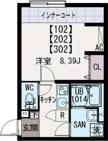 イクシオＳｏｒａ　Ｐａｒｋ・202号室の間取り
