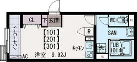 イクシオＳｏｒａ　Ｐａｒｋ・301号室の間取り