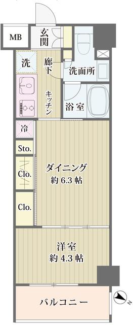 ＩＢＩＳ市ヶ谷・106号室の間取り