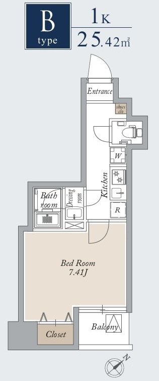 グランカーサ上野入谷・1402号室の間取り