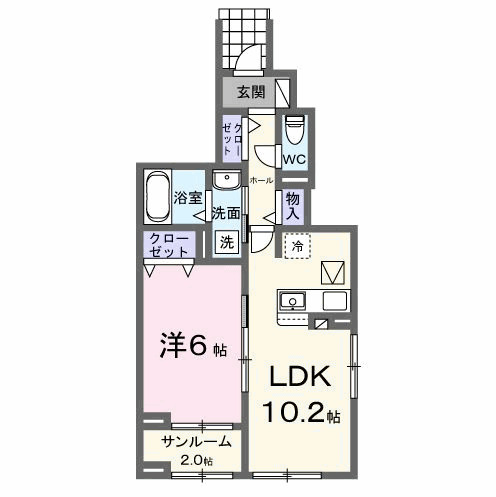 仮）六高台５丁目アパートⅡ・01010号室の間取り