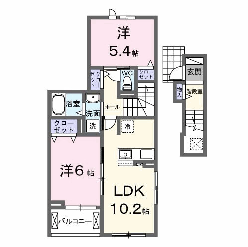 仮）六高台５丁目アパートⅡ・02010号室の間取り