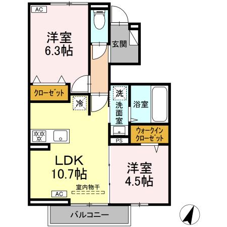 オーロ・グランデ・102号室の間取り