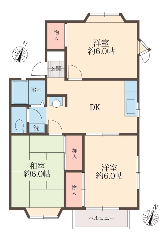 野比の完工年月(1993年6月)築の賃貸アパートの間取り