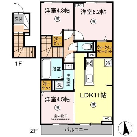 メゾンカオル・203号室の間取り