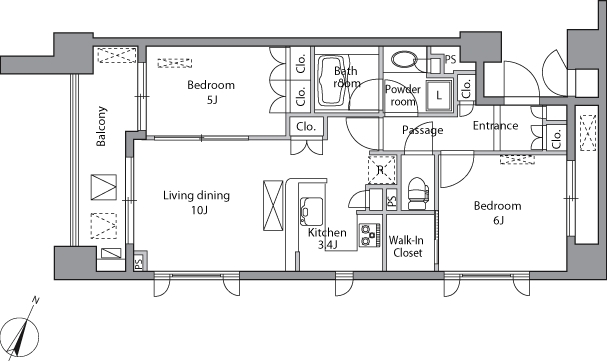 神田三崎町の完工年月(2004年12月)築の賃貸マンションの間取り