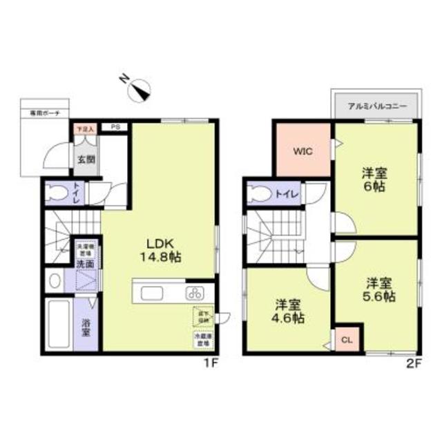 市川市大洲３丁目戸建貸家の間取り