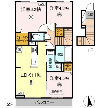 メゾンカオル・202号室の間取り
