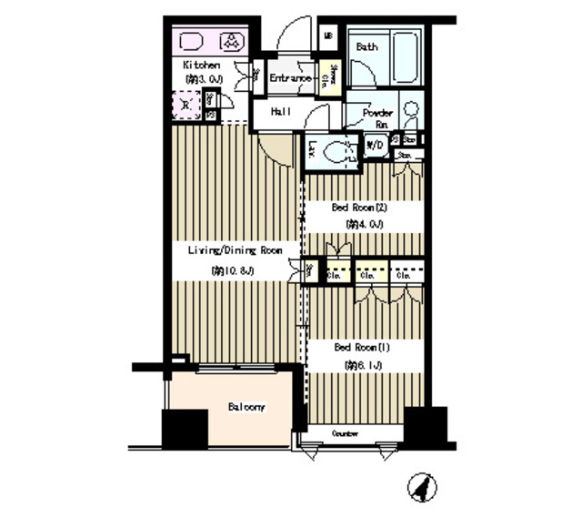 コクヨーレ日本橋・403号室の間取り