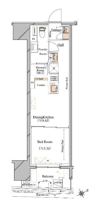 ブランシエスタ浅草蔵前・0907号室の間取り