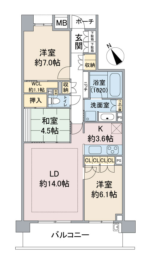 プレシアスコート東山元町テラスA棟の間取り