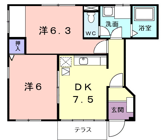 堀西の完工年月(2002年6月)築の賃貸アパートの間取り