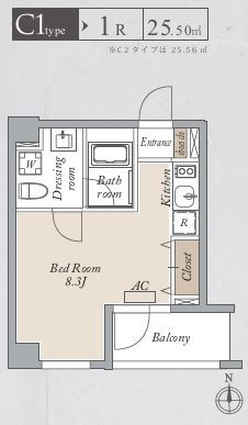 プライマル両国ＥＡＳＴ・0201号室の間取り