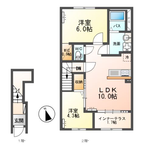 (仮)東牛谷新築アパートⅡの間取り