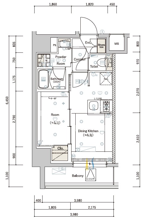 SYFORME SUMIYOSHI Ⅲ・702号室の間取り
