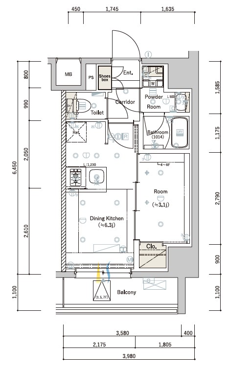 SYFORME SUMIYOSHI Ⅲ・503号室の間取り