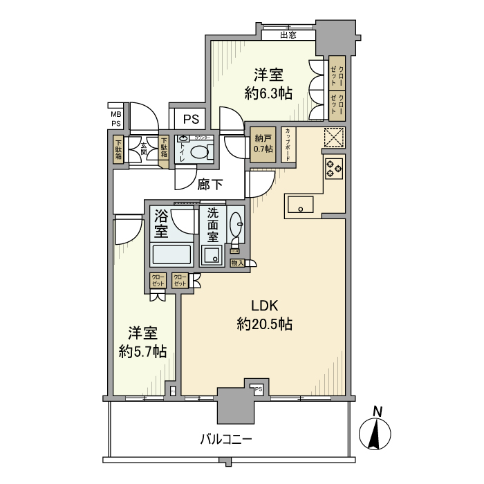 プラウドタワー名古屋栄の間取り