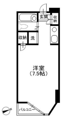 高田馬場の完工年月(1987年4月)築の賃貸マンションの間取り