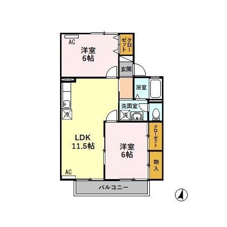 セジュール旭ヶ丘 Bの間取り