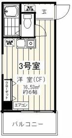 中央の完工年月(1988年3月)築の賃貸マンションの間取り