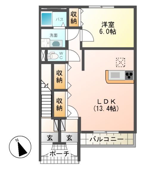 大字坂上の完工年月(2014年11月)築の賃貸アパートの間取り