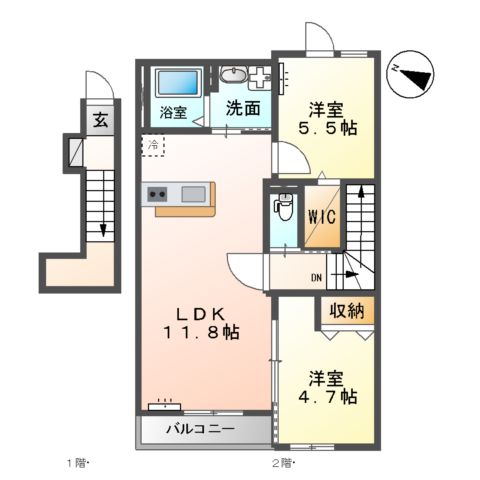 ムーンローズ香貫(新築アパート)の間取り