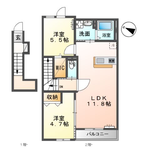 ムーンローズ香貫(新築アパート)の間取り