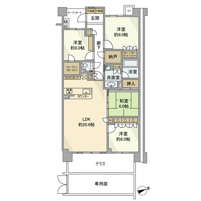 レーベン横浜汐見台ソラノテの間取り
