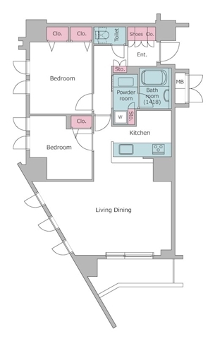 上目黒の完工年月(2007年4月)築の賃貸マンションの間取り