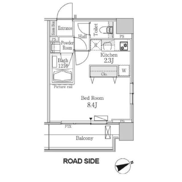 パークフラッツ芝浦・0801号室の間取り