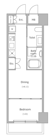 新宿の完工年月(2000年8月)築の賃貸マンションの間取り