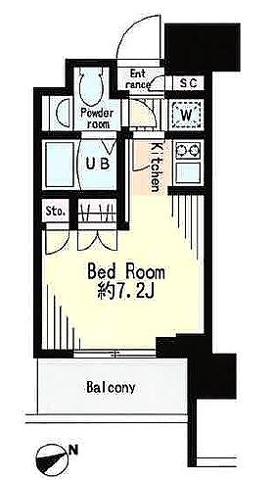 市谷薬王寺町の完工年月(2008年8月)築の賃貸マンションの間取り